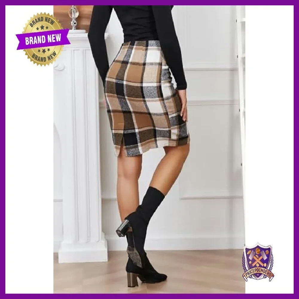 Knee Length Wool Pencil Skirt, High Waist Bodycon, Zipper Closure